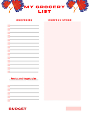Grocery List Template