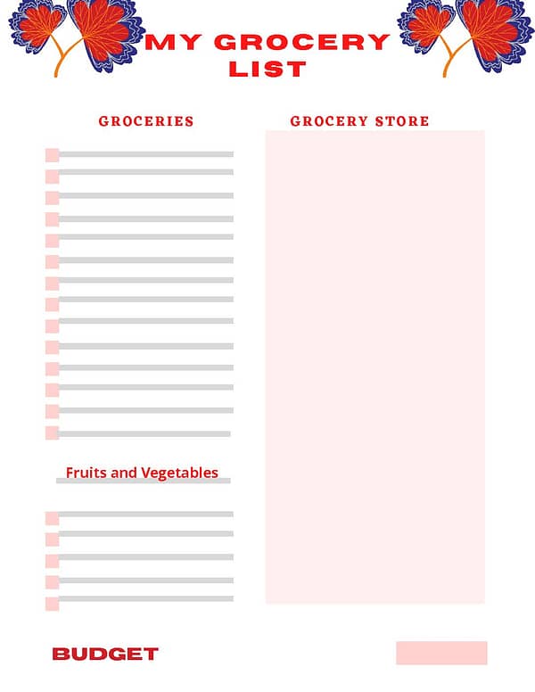 Grocery List Template