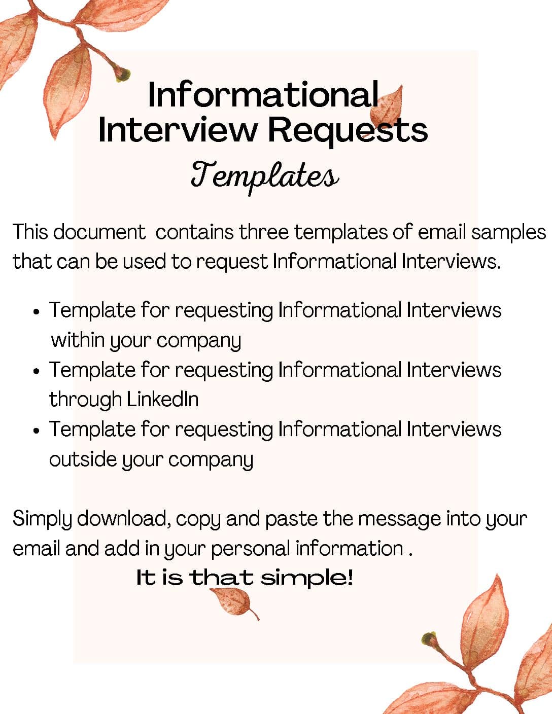 Request for Informational Interview Email Template You, Your Family